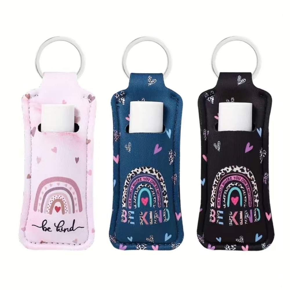 🎉5/$20 NWT 3 Pack Rainbow Leopard Chapstick Holder Keychains